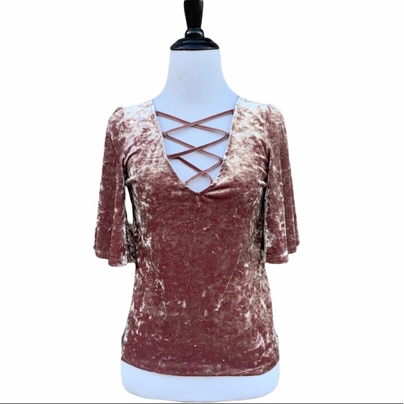 American Eagle Outfitters Tops - American Eagle Velvet Velour Caged Strappy Top